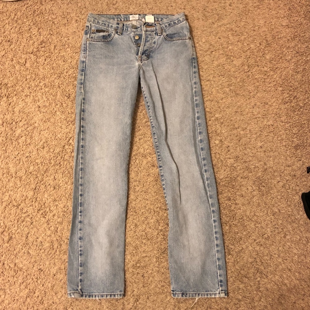 Calvin Klein Light Wash Low Rider Button Fly Jeans